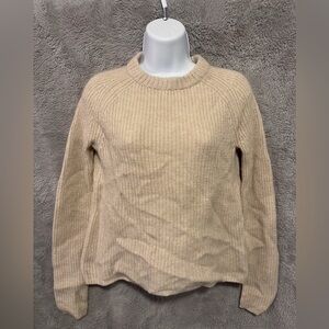Jenni Kayne 100% Cashmere Sweater Womens XS Oatmeal Beige Fisherman Luxury
